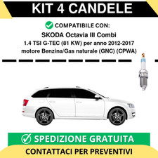 KIT 4 CANDELE per SKODA Octavia III Combi 1.4 TSI G-TEC 81 kw anno 2012-2017