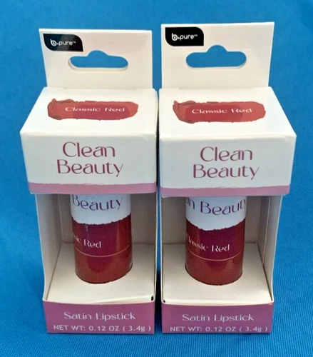B Pure Clean Beauty Classic Red Satin Lipstick Lot