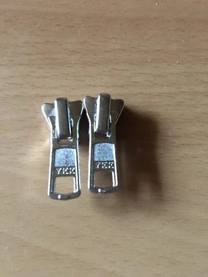 2 Schieber YKK für 5 mm Kunststoff Reißverschluß Silber (3,25 € Stück) YKK104