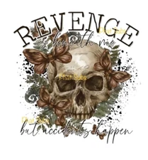 Sublimation Print Revenge Skull Ready to Press Heat Transfer