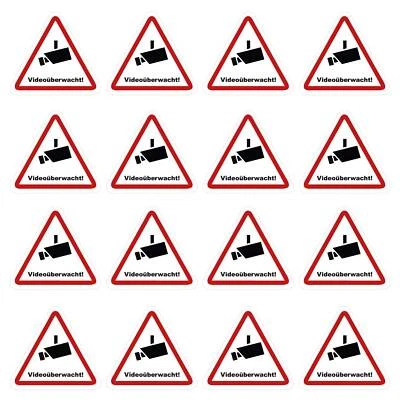 KLEBERIO 16 SELBSTKLEBENDER PVC AUFKLEBER SEHR KLEIN Videoüberwachung 27 x 25mm