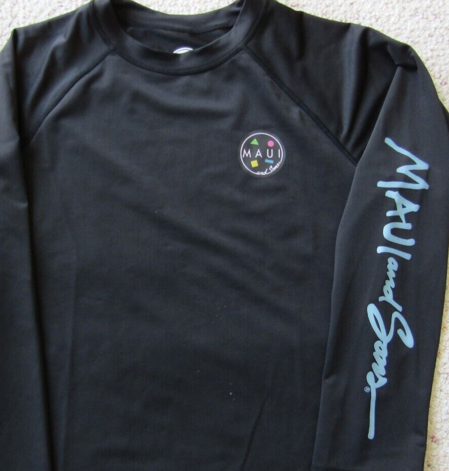 MAUI & SONS black long sleeve Poly Spandex Basic Skins shirt boys L (14/16)