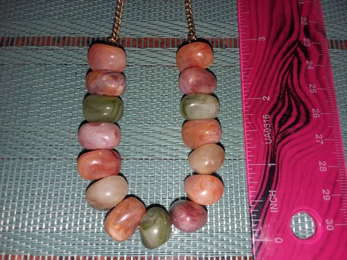 Vintage 1970's Faux Gemstone Chain Necklace - Picture 2 of 2