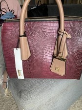 NWT Purse Kate Landry 3 strap/WINE Alligator Accent Faux Leather Shoulder Bag