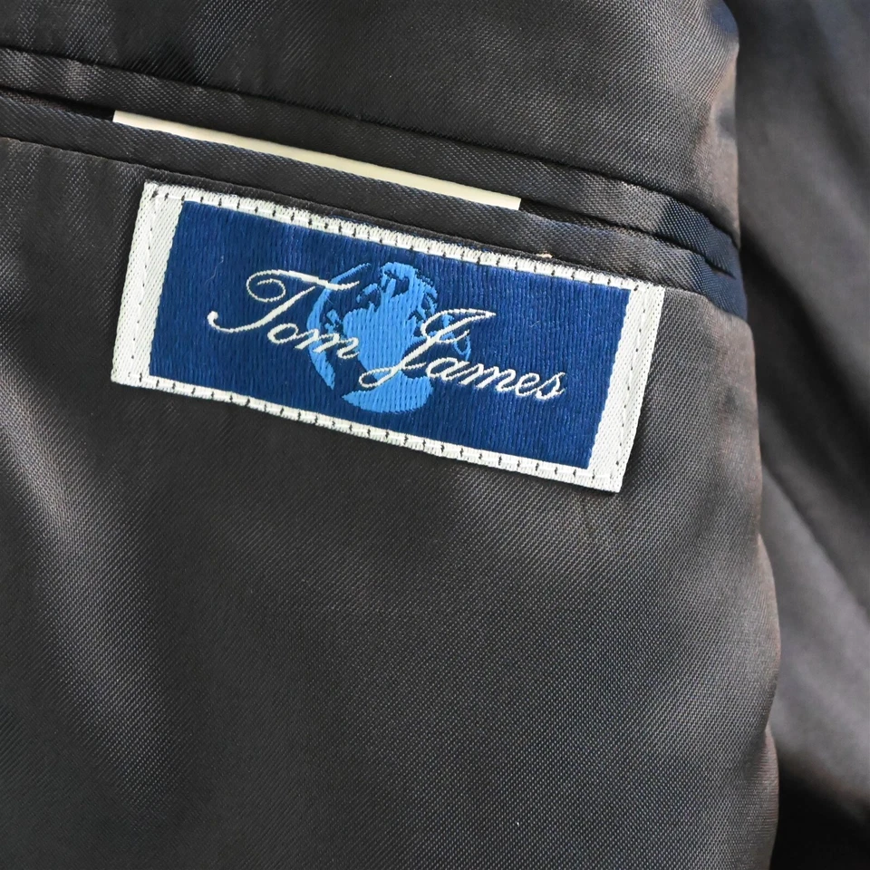 Tom James 44R темно-синий чек 100% шерсти мужской блейзер костюм куртка спортивное пальто - Изображение 4 из 4