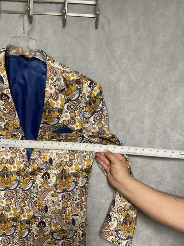 Linea Uomo Blazer Men 36R Beige Floral Paisley Cotton Casual Wedding Summer Coat - Picture 2 of 12