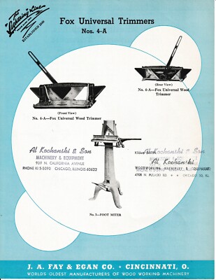 F&E Fox Universal Trimmers, No 3 Fox Mitering Machine Brochure (6021)