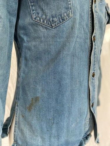 Vintage 70s Western Denim Jean Long Sleeve Shirt Score One William Barry - Picture 6 of 8