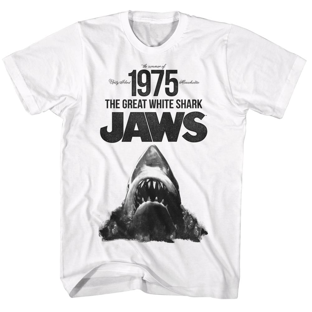 Jaws T-Shirt Summer Of 75 Great White Shark White Tee | eBay