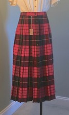 Pleated Skirt Plaid Red Black Yellow VTG NWT Clyde Schoolgirl Retro 5/6 USA Mint