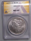 BU 1900-o Silver MORGAN Dollar. ANACS MS63.  White!