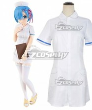 Re: Life In A Different World From Zero Enfermera Rem Blanco Vestido Disfraz Juegos con disfraces E0