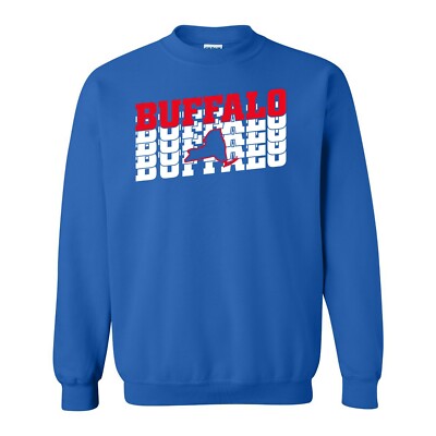 Buffalo Retro Repeat - American Football Sports Team Sweatshirt - Royal
