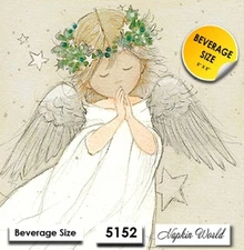 (5152) TWO Paper BEVERAGE / COCKTAIL Decoupage Art Craft Napkins - ANGEL PRAYING