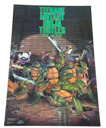 Vintage 1989 TMNT Teenage Mutant Ninja Turtles The Movie Poster Original Large