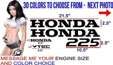 HONDA  OUTBOARD ENGINE DECALS DECAL BOAT COWL  VTEC 50 125 225 250  VTECH V TEC