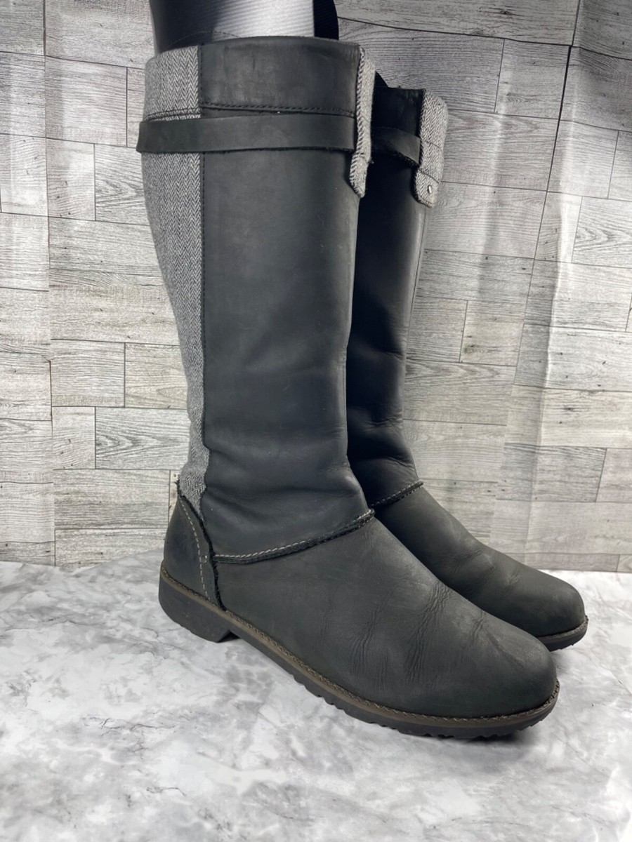 Eddie Bauer Boots Women 8.5M Trace Shoes Black Leather Tweed  display picture 2