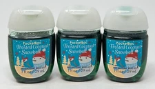 3 BATH BODY WORKS FROSTED COCONUT SNOWBALL POCKETBAC ANTI BACTERIAL HAND GEL HTF