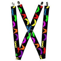 Buckle-Down Suspenders, Mustaches Black Multi Color 1.5-Inch Wide Re (Us Import)
