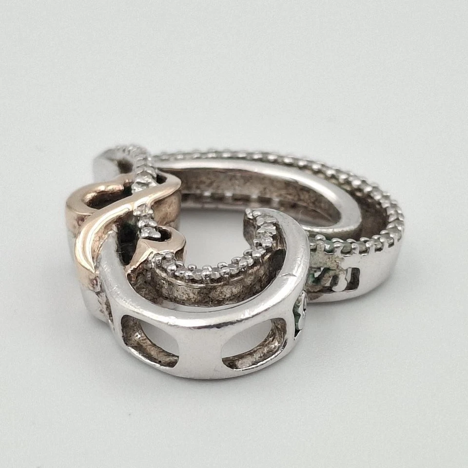 Colgante Corazón Jane Seymour Corazones Abiertos Plata de Ley 925 y Oro 14K Diamante Foto 4 de 4