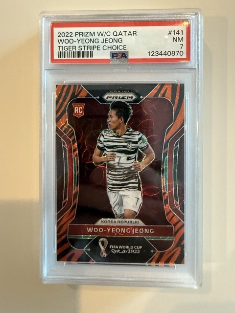 2022 panini prizm fifa world cup qatar Woo-Yeong Jeong Tiger Stripe Choice PSA 7