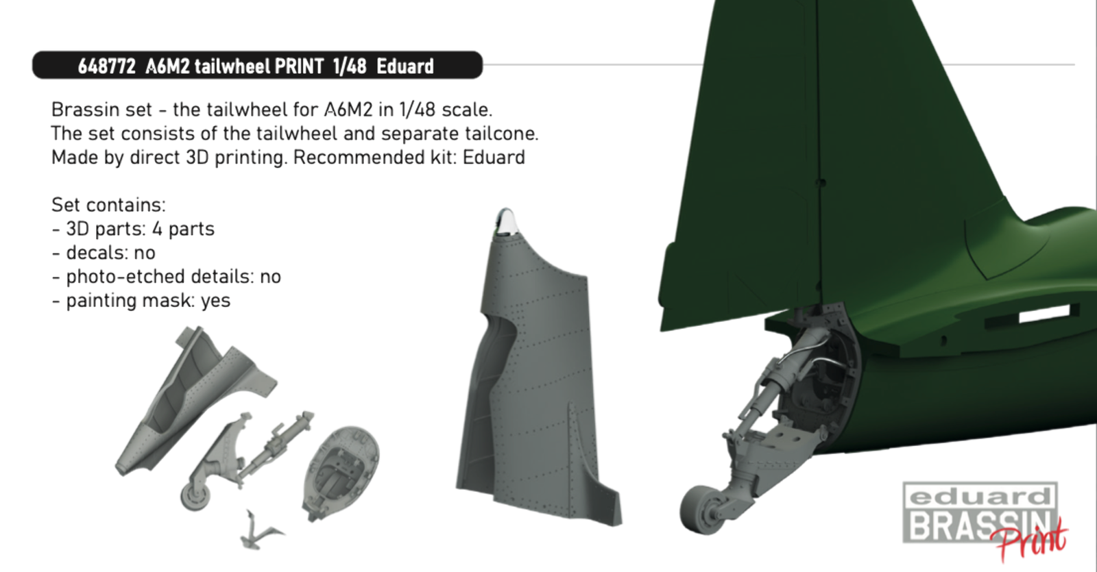 Eduard Brassin 648772 1:48 Mitsubishi A6M2 Zero tailwheel