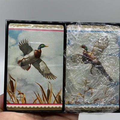 Vintage Double Dual Deck Game Birds Playing Cards Richard Bishop in Plastic Case