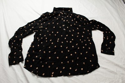 Cosmic Blue Love Women's Kayla Collared Shirring Henley AC2 Black Medium NWT 