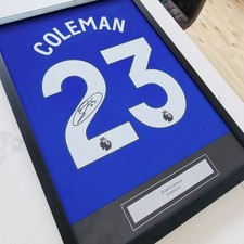 S&eacute;amus Coleman #23 Signed Print Framed Shirt Jersey Everton 2024-25