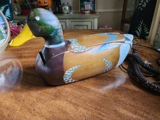 VINTAGE TELEMANIA  WOODEN MALLARD DUCK DECOY CORDED TELEPHONE - UNTESTED