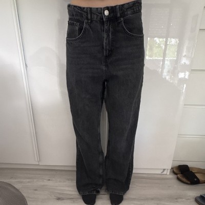 ZARA Damen Jeans Grau Denim Gr. 36 gerades Bein 70 cm Five-Pocket