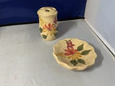 Bathroom Soap Dish  Toothbrush Holder Set, Ceramic, Botanical Theme -B31