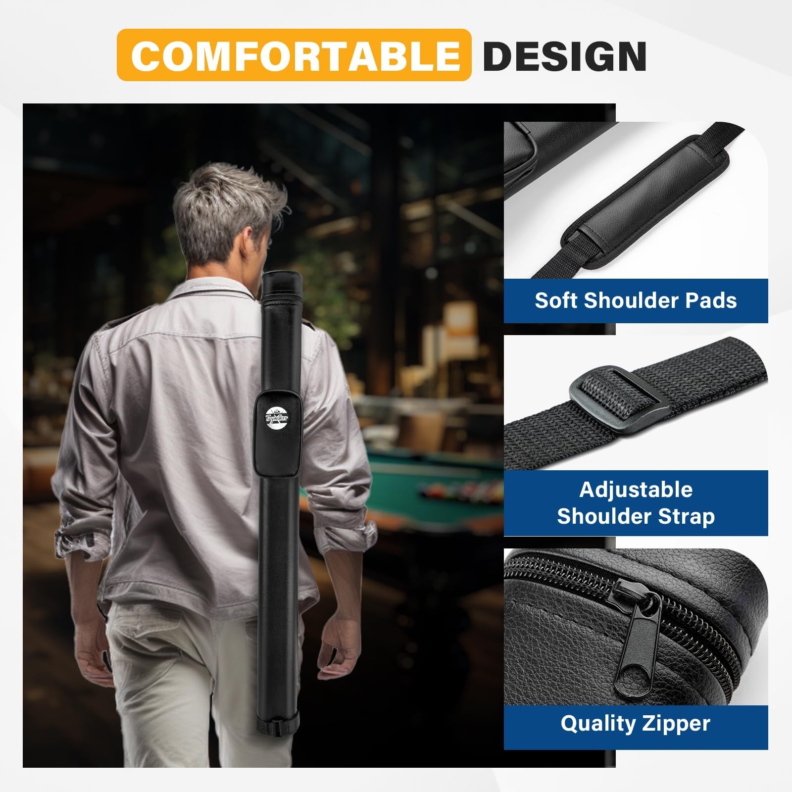 Pool Cue Case, 1×1 Hard Pool Stick Case Holds 1 Complete of 2-Piece Cue (No