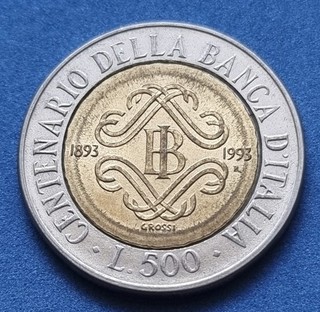 1798(1) 500 Lire (Italien / 100 J. Nationalbank ) 1993 in UNC .. von Berlin.007