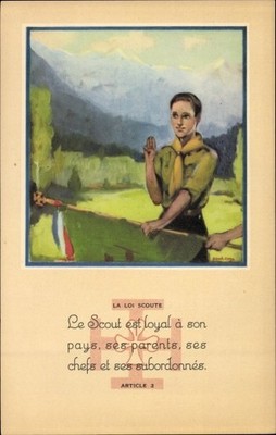 Künstler Ak La Loi Scoute, Article 2, Le Scout est loyal a son... - 3348592