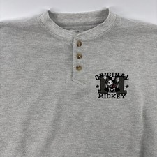 Vintage 90s Disney Store Mickey Mouse Embroidered Henley Long Sleeve Large L Y2K