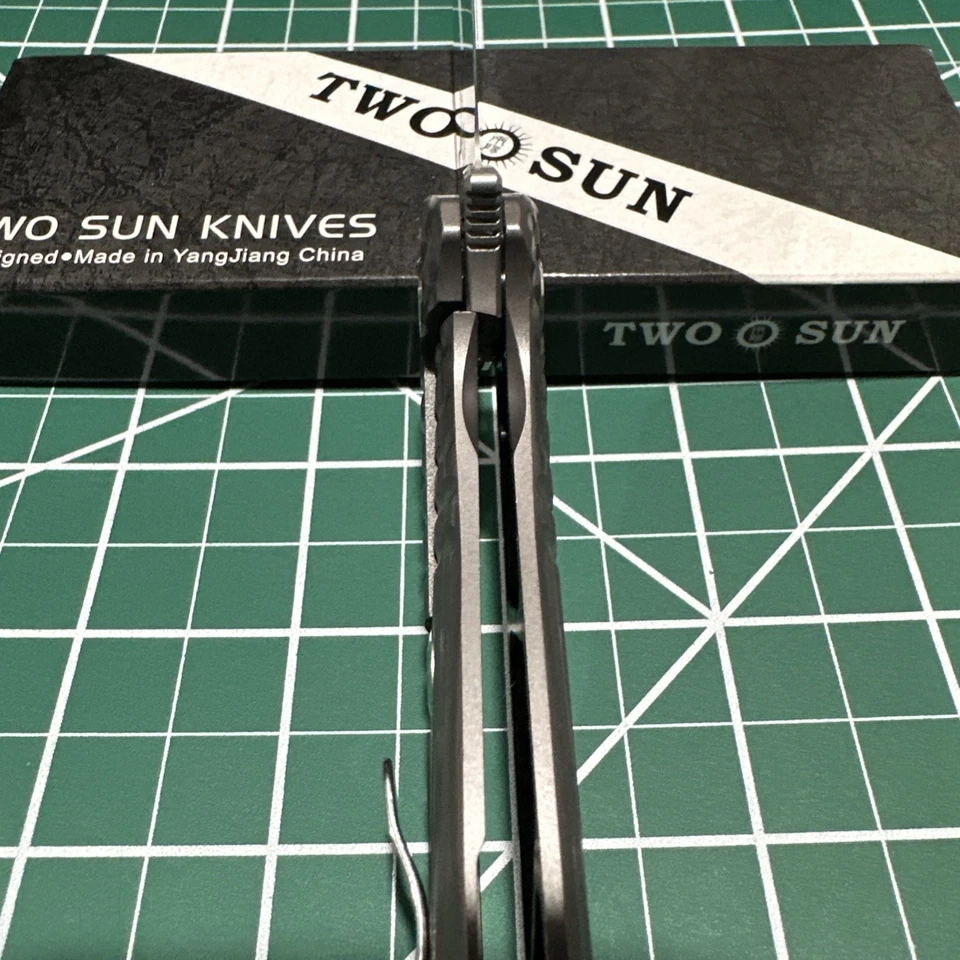 CUCHILLO PLEGABLE TWOSUN TS423 RARO HOJA D2 MANGO DE ACERO - ¡NUEVO EN CAJA!! Foto 4 de 4