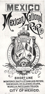 Mexican Central Railway Timetable Covers Cortez Cathedral Laredo Route Mag Image