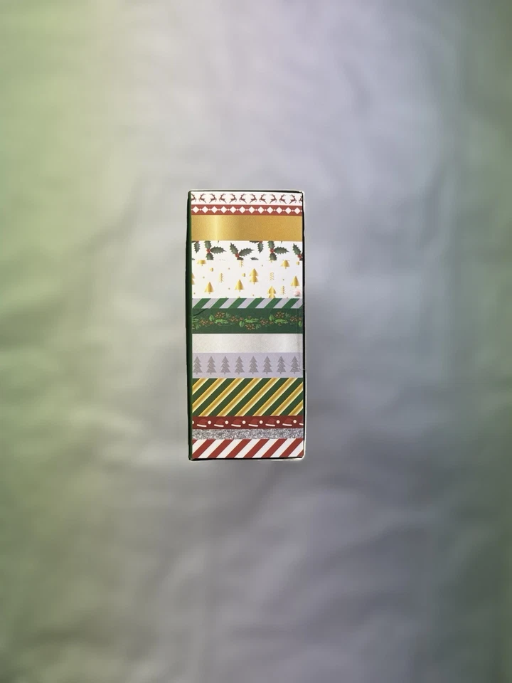 25 rollos de cinta Washi navideña | Papá Noel, árboles y muñeco de nieve con verde Foto 3 de 3