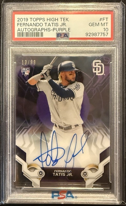 2019 TOPPS HIGH TEK AUTO PURPLE #FT FERNANDO TATIS JR. #/99 PSA 10 AUTO