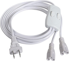 T5 T8 LED Dual Switch Power Cord, 5.9 FT LED Tube Power Extension Cord with On/O