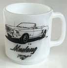 Vintage Glasbake Convertible Mustang 67-68 Coffee Mug Cup Milk Glass 1980