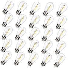 LED S14 Replacement Light Bulbs, Shatterproof Outdoor String Light 25 Pack