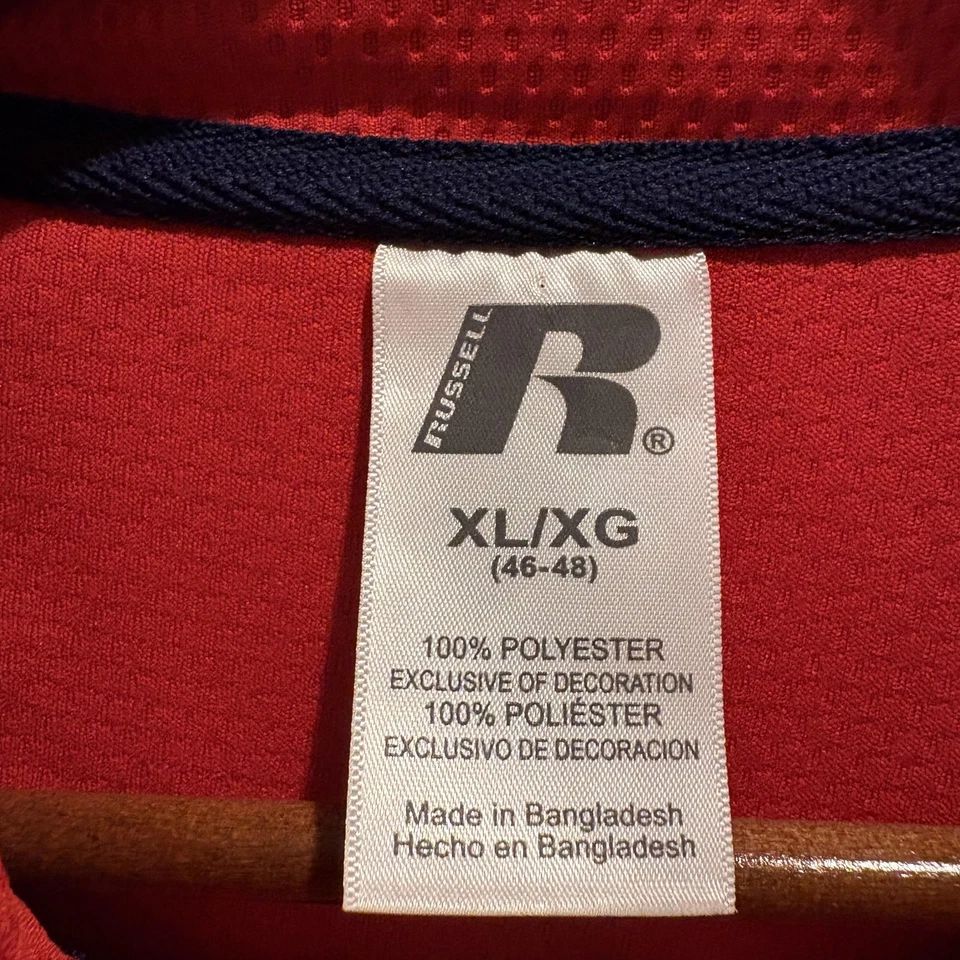 Pullover Liberty Flames Cuarto Cremallera Para Hombres XL Rojo Azul Marino NCAA College Russell Top Foto 2 de 4