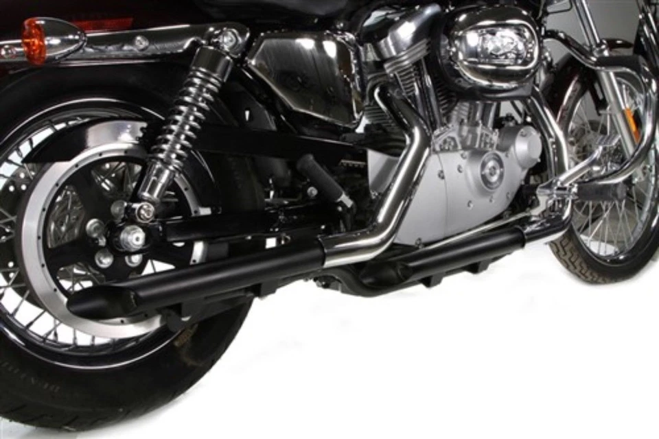 Silenciadores deslizables negros V-Twin 30-0743 estilo tubo de arrastre de 2" para 04-13 Sportster Foto 2 de 4