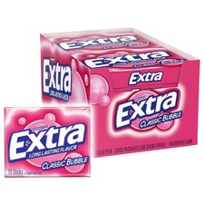EXTRA Classic Bubble Sugar Free Chewing Gum- 15 piece pks. - 10 ct - 4 BOXES