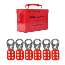 Lockout Tagout Group Lock Box & Lock Out Tag Out Hasp Bundle - 18-Gauge Steel Lo