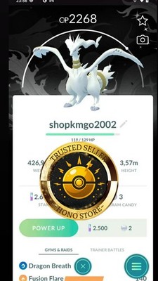 Pokémon G0 - Shiny Reshiram  Bg GoTour Black  -  PTC