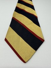 Vintage Brooks Brothers Makers Silk Tie Gold Navy Red Repp Stripe Classic 55