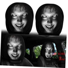 Ghost Face Headrest Covers - Halloween-Themed Scary Covers for Cars Show teeth